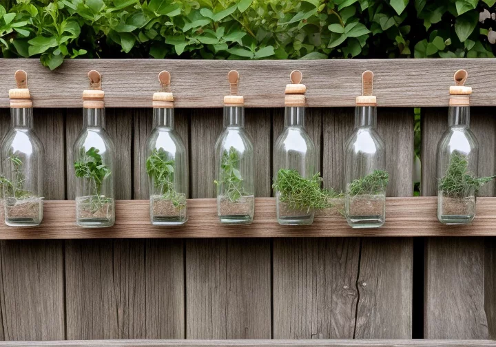 Gardening Hang-bottles-vertically-along-a-wall-or-fence-to-grow-herbs-or-small-flowers 20 DIY Bottle Garden Ideas for Green-Thumbed Gardeners